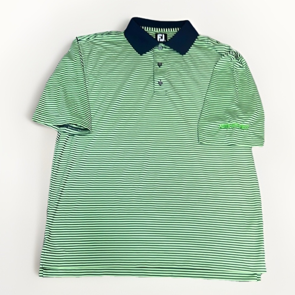 Footjoy Green Navy Striped Golf Polo Men's sz L